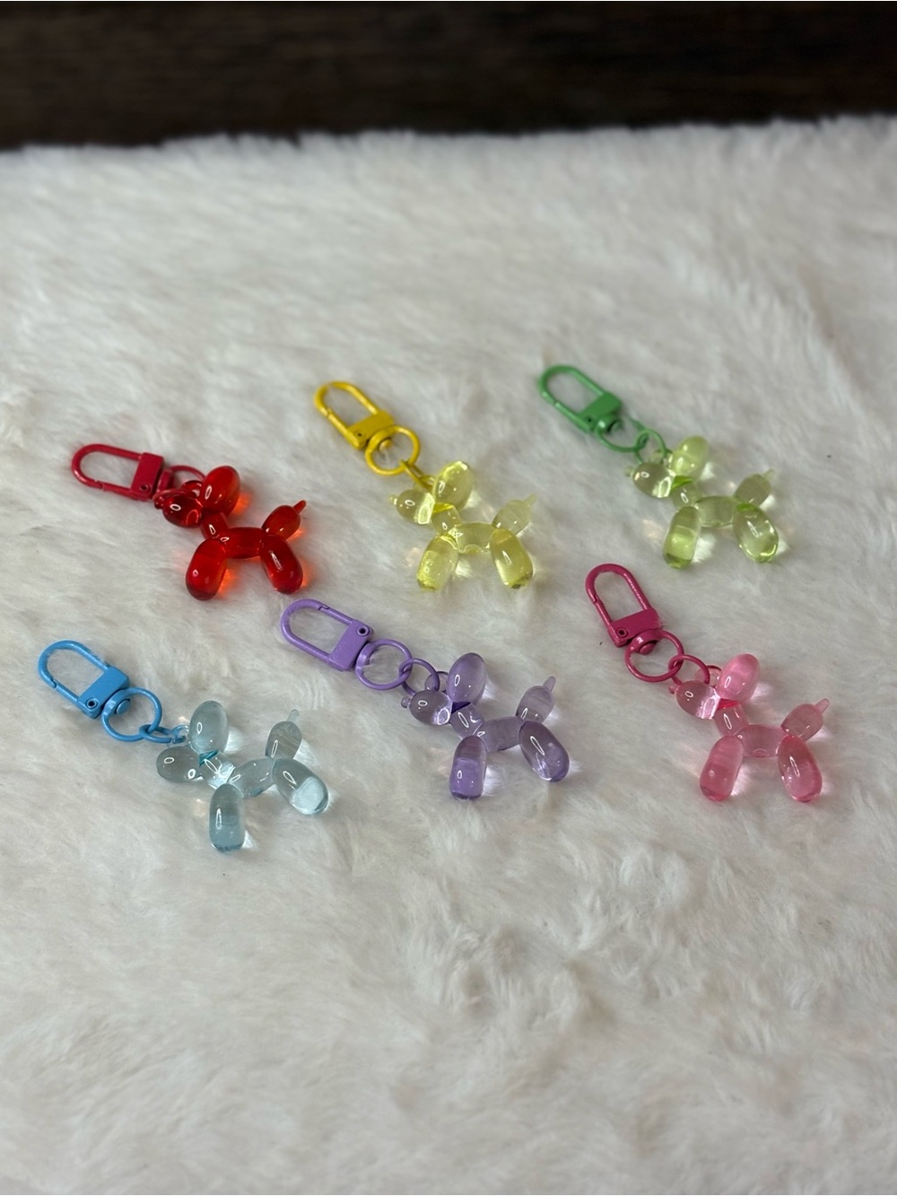 Translucent Balloon Dog Keychain Charms - Multi Color Pack